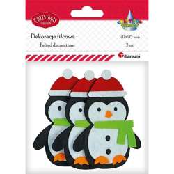 Filcowe pingwiny 3D w czapkach Mikołaja 3szt - 1