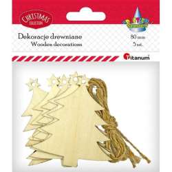 Drewniane zawieszki choinki 5szt - 1