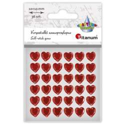 Kryształki samoprzylepne Serca czerwone 36szt - 1