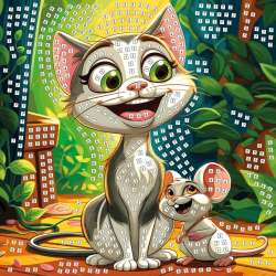 Mozaika piankowa kot i mysz 25x25cm