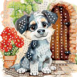 Mozaika piankowa siedzący pies 25x25cm