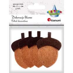 Dekoracje filcowe żołędzie 3D 36x53xmm 4szt - 1
