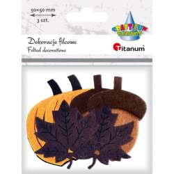 Dekoracje filcowe dynie 3D 50x51mm 6szt - 1