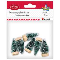 Drzewka minaturowe plastikowe Choinki zielone 6szt