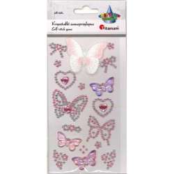 Kryształki samoprzylepne motyle różowe 18szt - 1