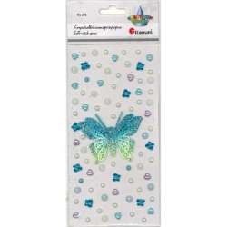 Kryształki samoprzylepne motyl 3D 75x60mm 82szt - 1