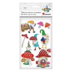 Dekoracje samoprzylepne papierowe 3D krasnale 8szt