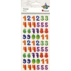 Naklejki wypukłe cyfry ombre mix kolorów 54szt