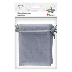 Woreczki z organzy szare 9x12cm 6szt - 1