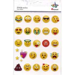 Naklejki 3D papierowe na piance emotki 28mm 28szt
