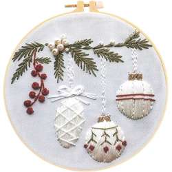 Zestaw do haftowania gałązka jodły z bombkami