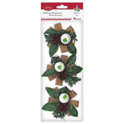 Stroiki świąteczne na jutowej wstążce 10cm 3szt