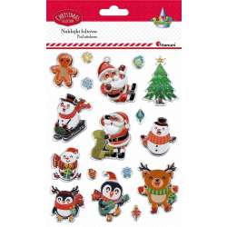 Naklejki wypukłe Mikołaje bałwanki Ciastek 17szt
