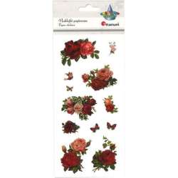 Naklejki papierowe róże 12szt