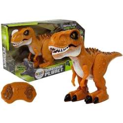 Dinozaur Zdalnie Sterowany R/C Brąz Dźwięk Światło Tyranozaur Lean Toys (7741)