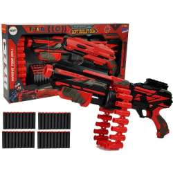 Duży Pistolet Karabin Na Piankowe Naboje 40 Sztuk Czerwono- Czarny Celownik Lean Toys (8454) - 1
