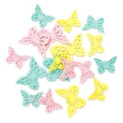 Naklejki pluszowe motyle pastelowe 15szt - 1