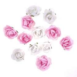 Róże papierowe białe różowe 12szt - 1