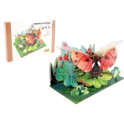 Puzzle 3D drewniane biedronka w kwiatach