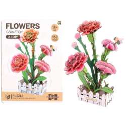 Puzzle 3D drewniane kwiaty goździki