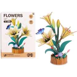 Puzzle 3D drewniane kwiaty lilie