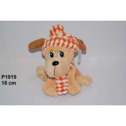 Plusz Pies siedzący w czapce i szaliku 21cm (P1919) - 5