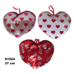 Serce cekinowe 37cm 3 wzory mix 155887 cena za 1 sztukę (S1524)