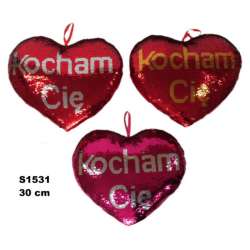 Serce cekinowe 30cm "Kocham Cię" 3 kolory 156068 (S1531) - 1
