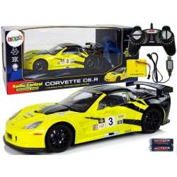 Auto Sportowe Wyścigowe R/C 1:18 Corvette C6.R Żółty 2.4 G Światła Lean Toys (9725) - 1
