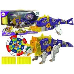 Dinobots 2w1 Dinozaur pistolet na strzałki fioletowy triceratops tarcza Lean Toys (10044) - 1