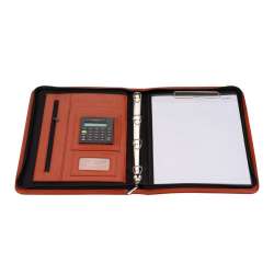 Teczka A4 na suwak z kalkulatorem brązowa