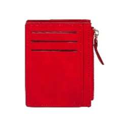 Portfel na karty z suwakiem czerwony