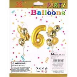 Zestaw balonów, cyfra "6", wys. 30-60cm, 16 szt. BSC-538-6 (BAL135) - 1