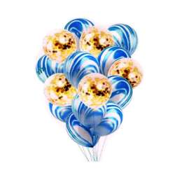 Zestaw balonów niebieskie ze złotym konfetti 30cm, 15 szt. BCS-600 (BAL142) - 1