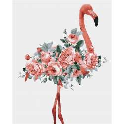 Malowanie po numerach - Kwiatowy flamingo 40x50cm - 1