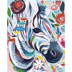 Malowanie po numerach - Zebra kolorowa 40x50cm - 1