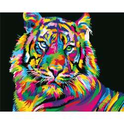 Malowanie po numerach - Tygrys kolorowy 40x50cm - 1