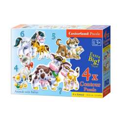Puzzle x 4 - Zwierzęta i ich dzieci CASTOR (04218)