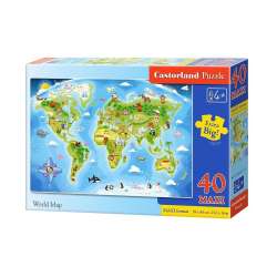 Puzzle 40 maxi - Mapa świata CASTOR (040117) - 1