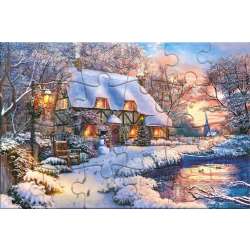 Puzzlowa kartka pocztowa Winter Cottage