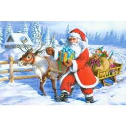 Puzzlowa kartka pocztowa Santa and Reindeer - 1