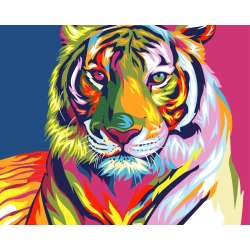 Malowanie po numerach - Tęczowy tygrys 40x50cm - 1