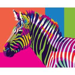 Malowanie po numerach - Tęczowa Zebra 40x50cm