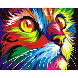 Malowanie po numerach - Tęczowy kotek 40x50cm - 1