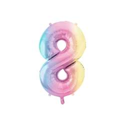 Balon foliowy 8 pastelowy tęczowy 86cm