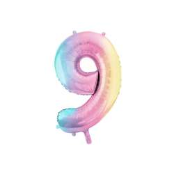Balon foliowy 9 pastelowy tęczowy 86cm