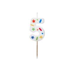 Świeczka urodzinowa 5 biała konfetti 5.5cm