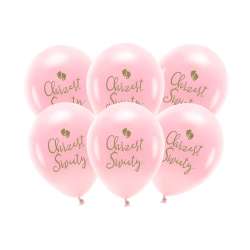 Balony Eco Chrzest Święty rumiany różowy 33cm 6szt - 1