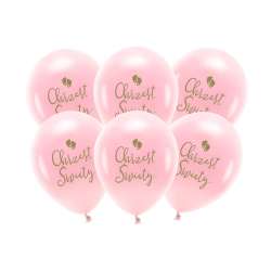 Balony Eco Chrzest Święty rumiany różowy 33cm 6szt