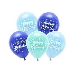 Balony Eco Happy Birthday niebieski 26cm 5szt